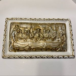 Vintage Handmade The Last Supper 3D Plaster Wall Hanging